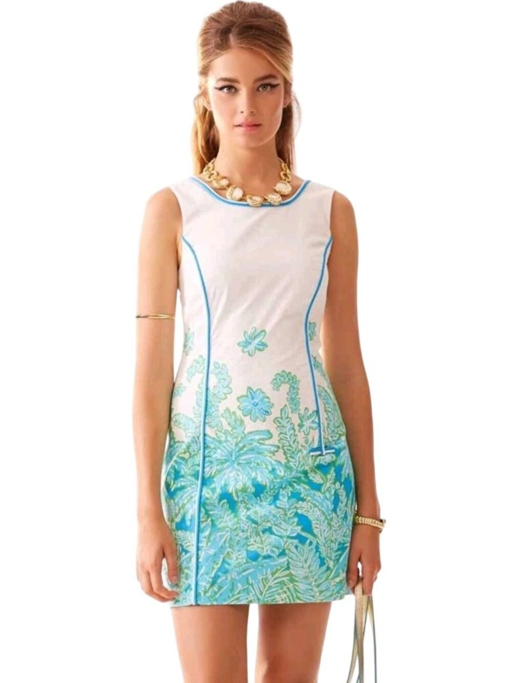 Lilly Pulitzer Value Resort White Palm Party Engineered Print Shift Dress Size10